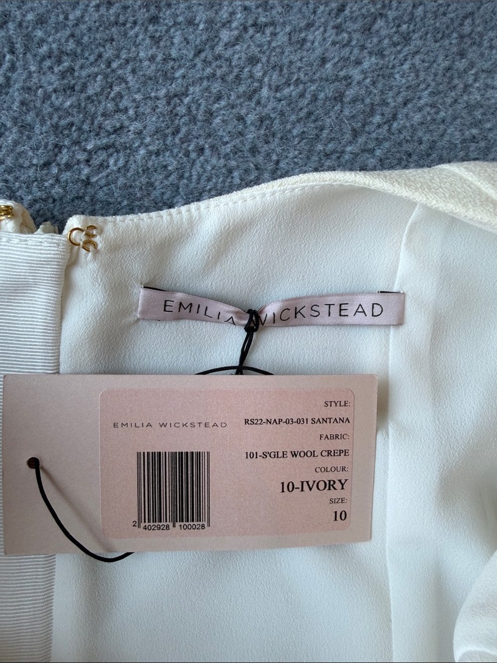 Emilia Wickstead Cream High-Neck Draped Sleeve Blouse - Picture 3 of 11